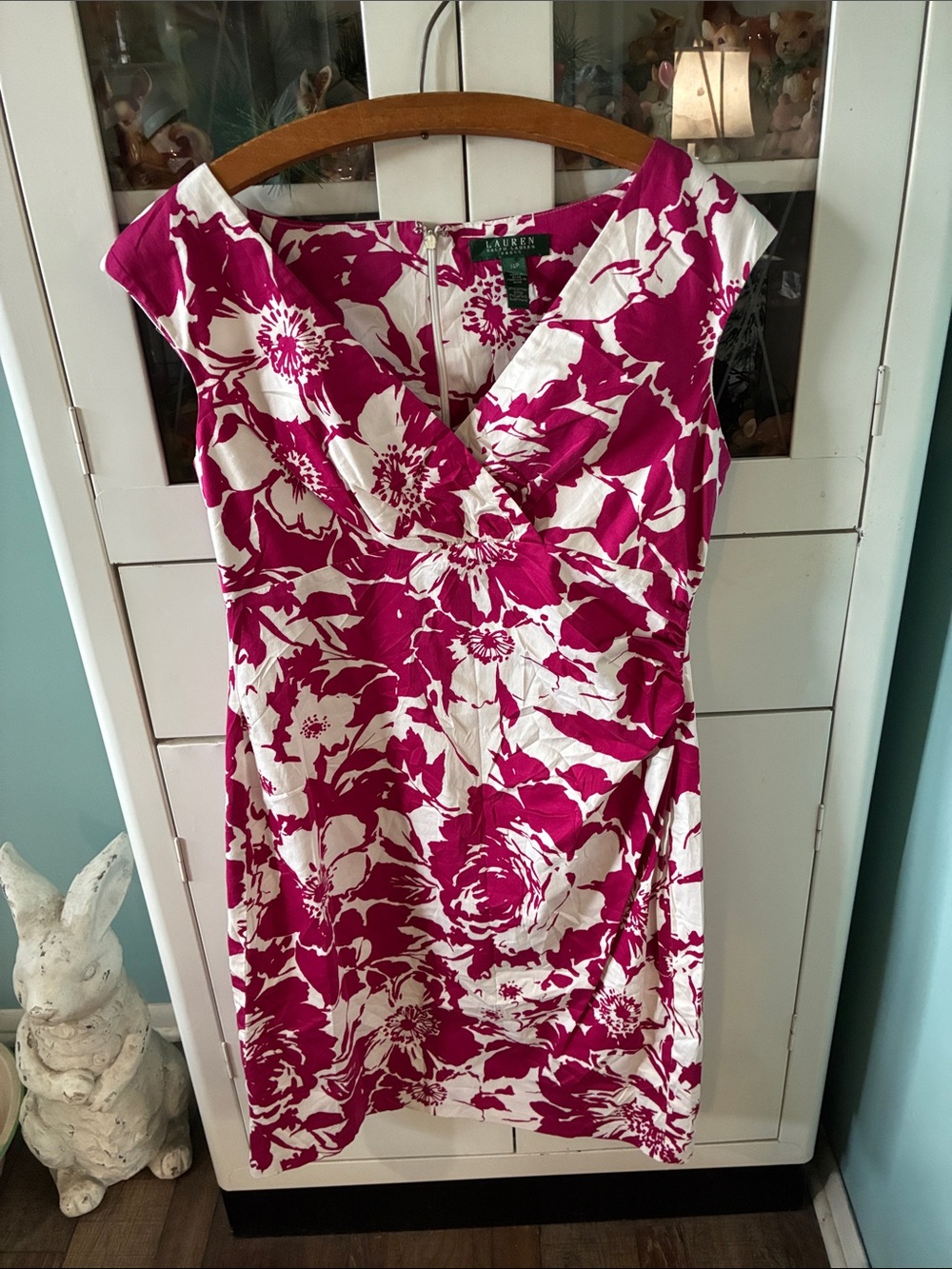 Lauren Ralph Lauren Pink Floral Sheath Dress sz 14P euc